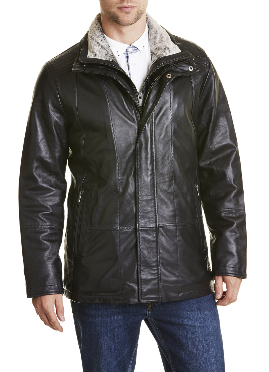 Choco Brown Leather Coat For Men