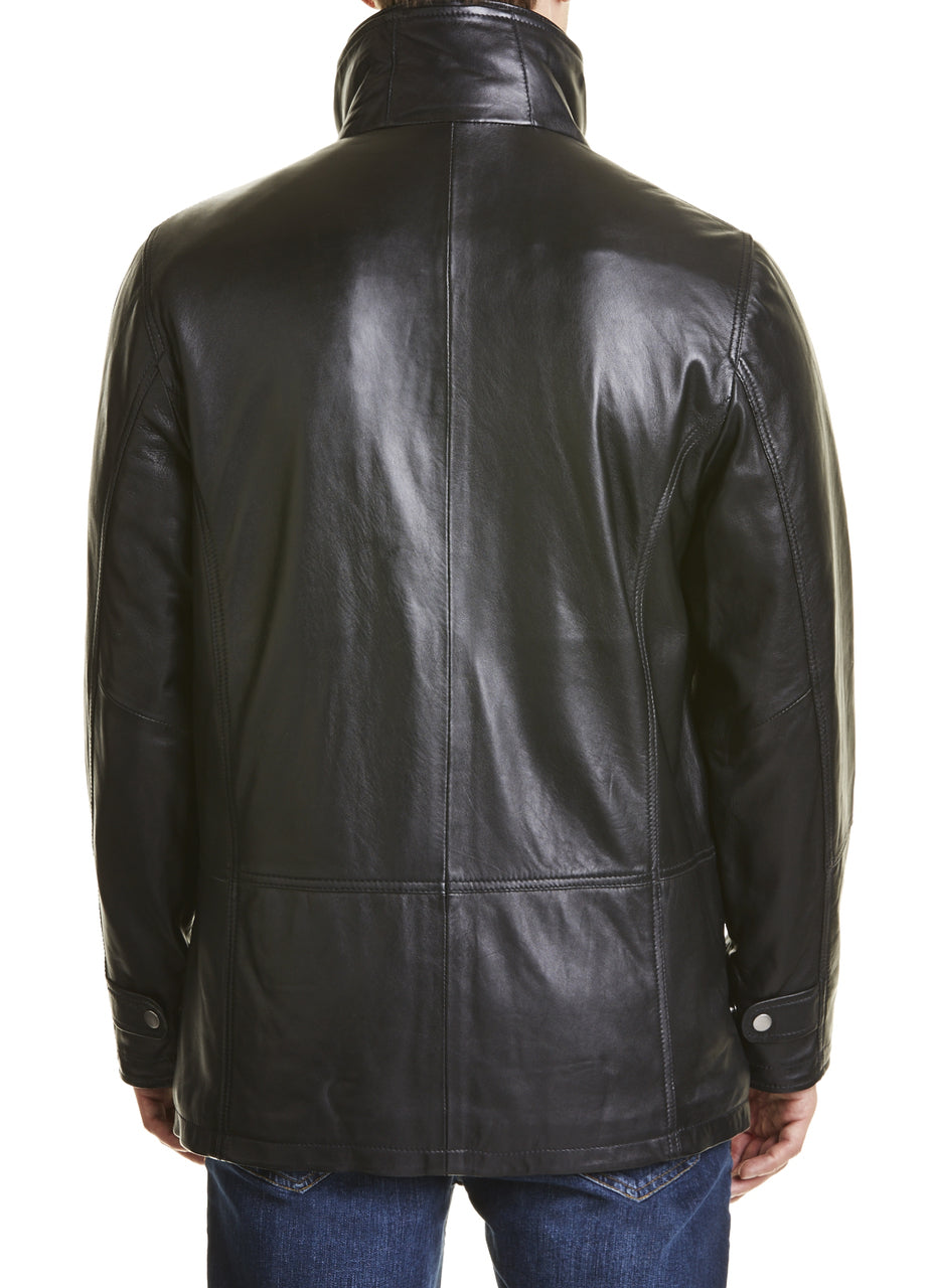 Choco Brown Leather Coat For Men