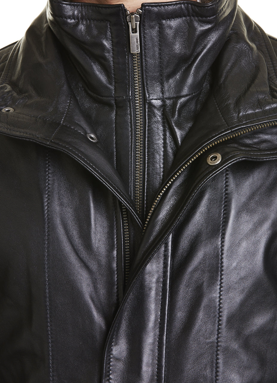 Choco Brown Leather Coat For Men