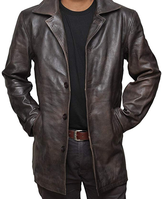 Bovine Long Leather Coat
