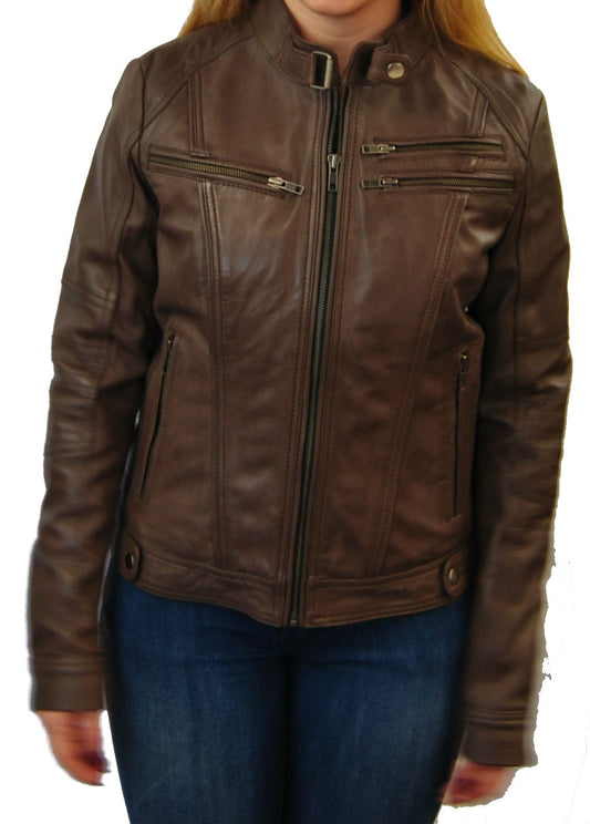 Retro Brown Women's Leather Jacket