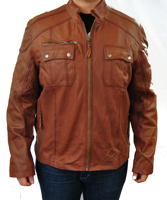 Dark Tan Men's Leather Jacket
