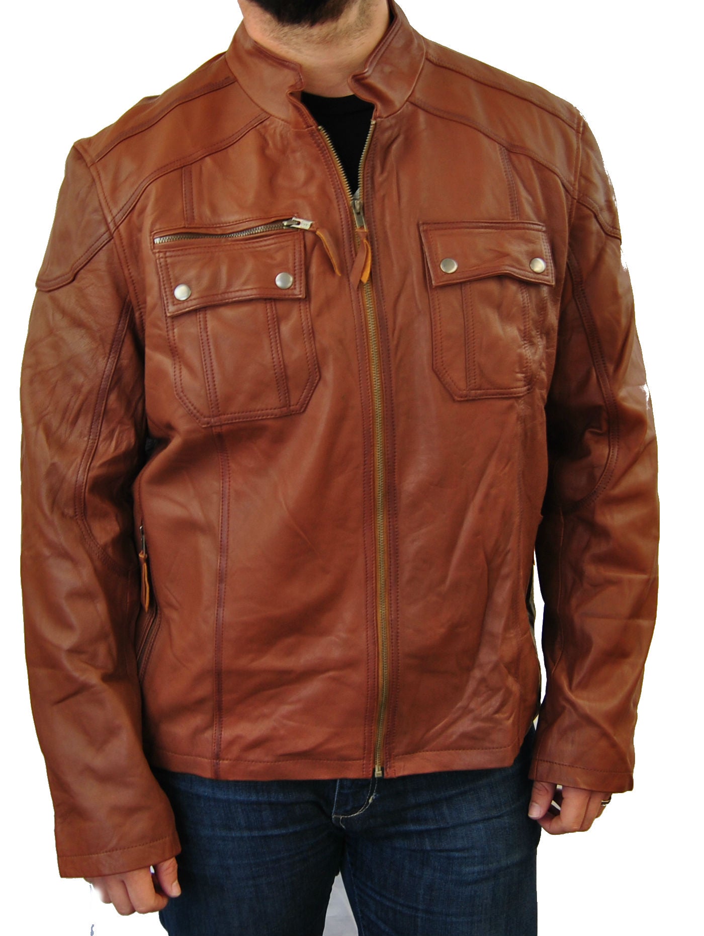Dark Tan Men's Leather Jacket