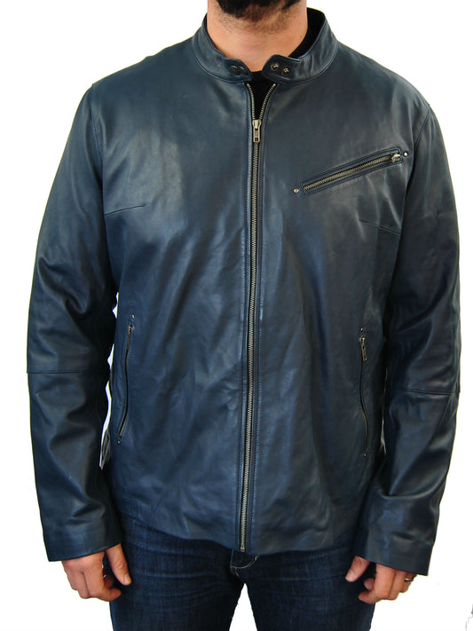 Navy Men's Leather Jacket
