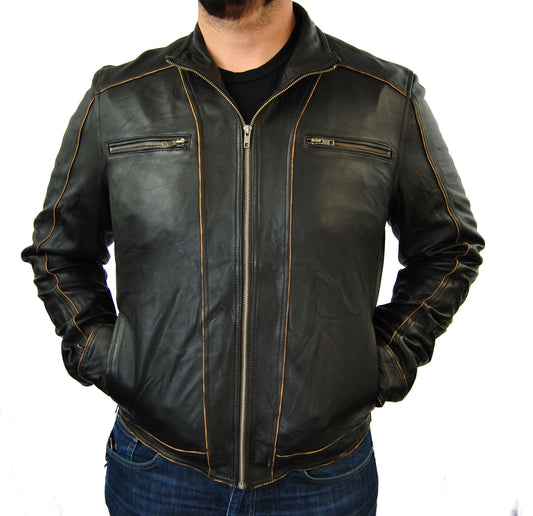 Rub off Men's Leather Jacket