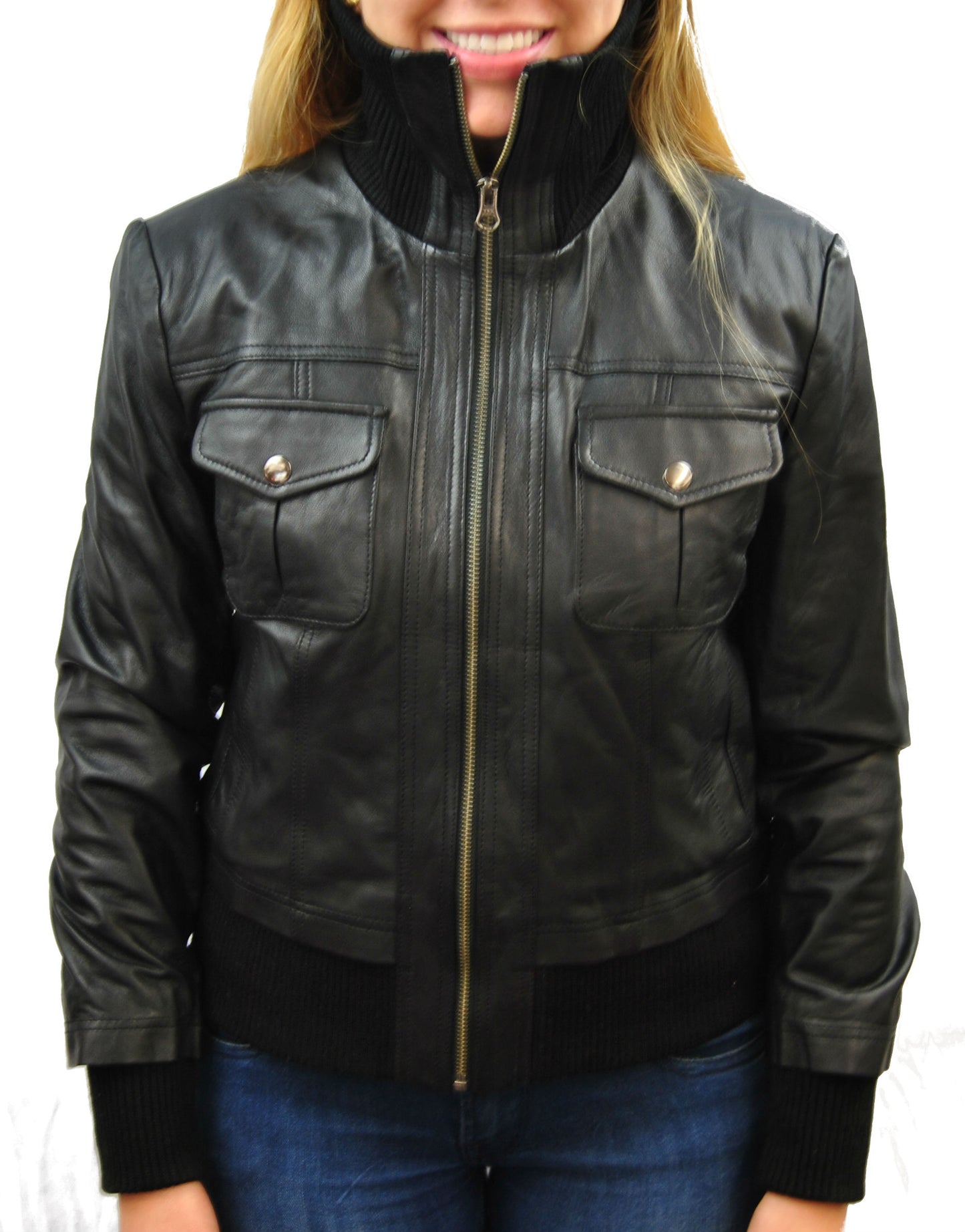 Sasha Women's Bomber Leather Jacket