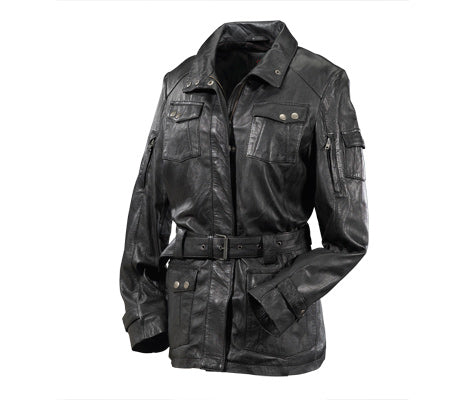 Women's Leather Coat With Belt