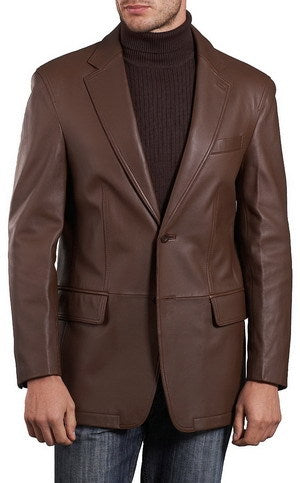 Choco Brown Men's Leather Blazer
