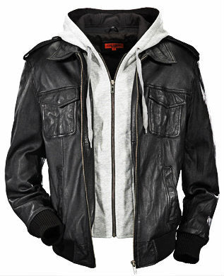 Men's Hoodie Leather Jacket
